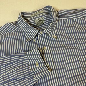 LL Bean Shirt Mens Size XL Blue Striped Long Sleeve Button Down Cotton SEE DESCR